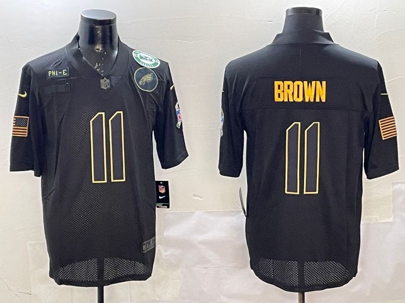 Men Philadelphia Eagles #11 Brown Black 2025 Nike Salute to Service Limited NFL Jersey style 9